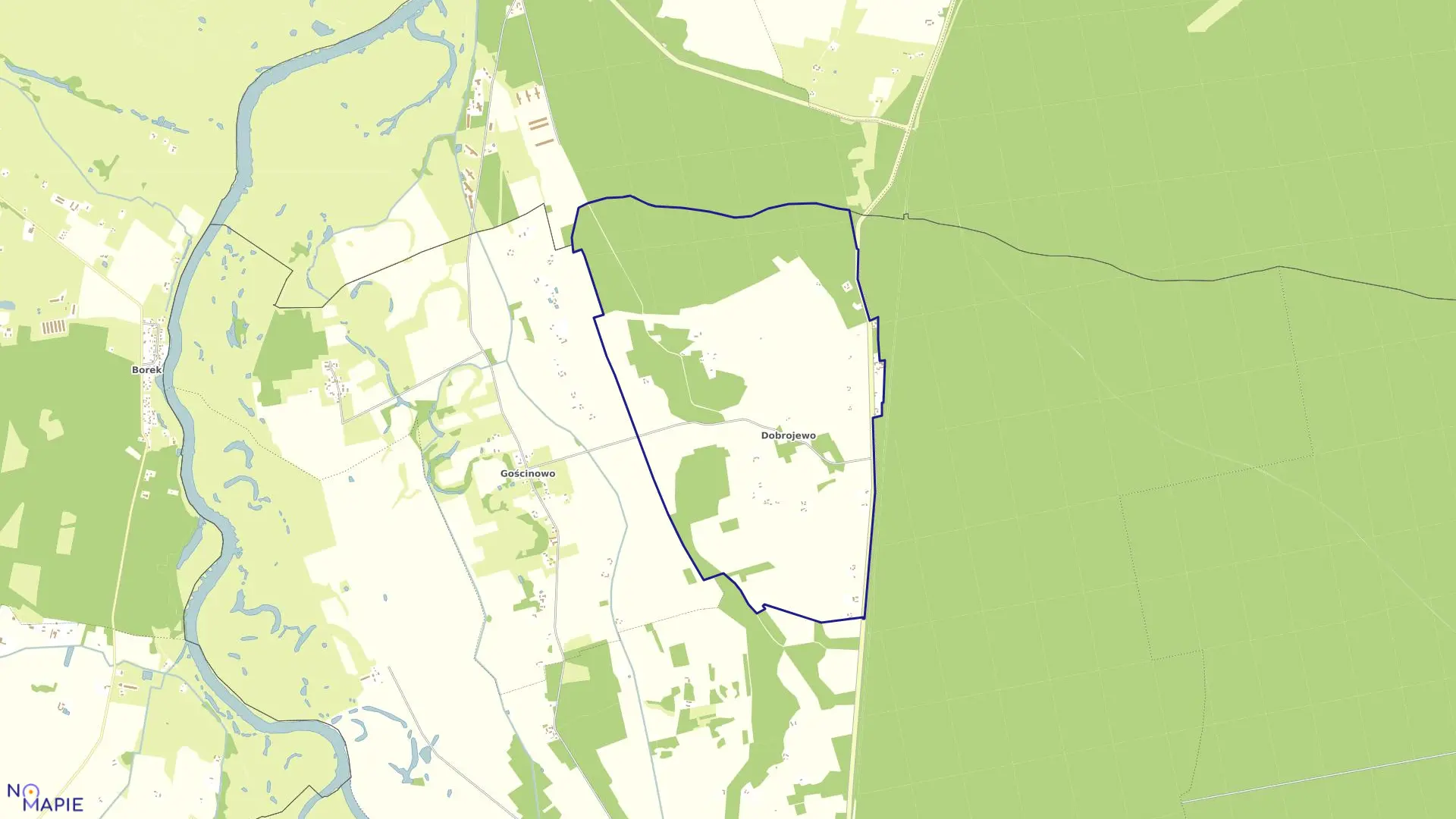Mapa obrębu DOBROJEWO w gminie Skwierzyna