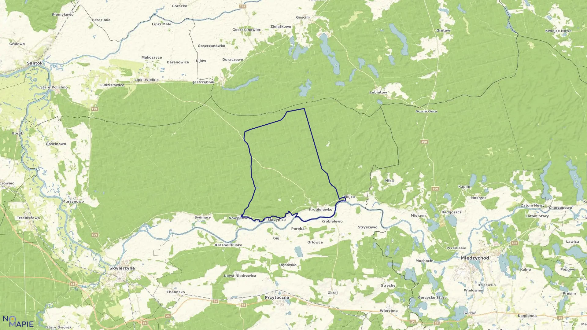 Mapa obrębu KROBIELEWKO w gminie Skwierzyna