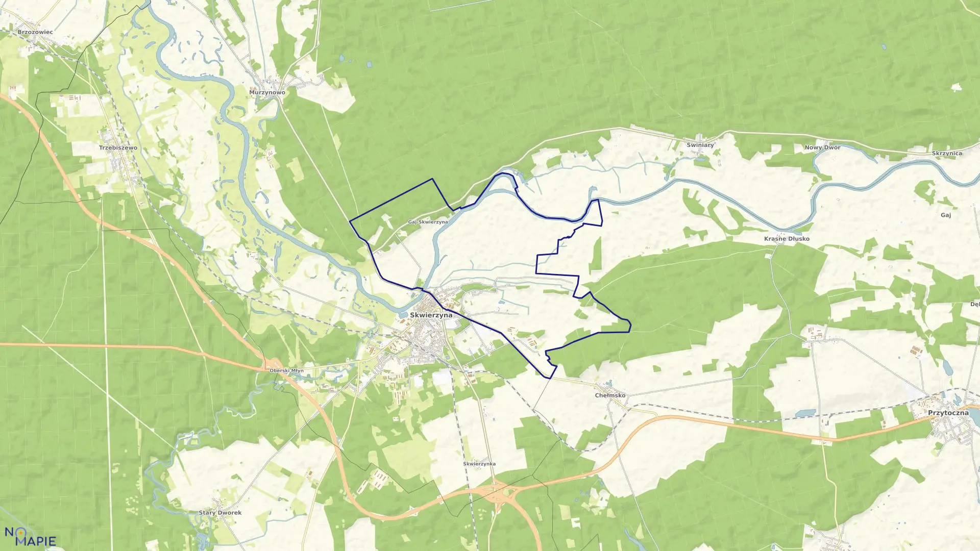 Mapa obrębu SKWIERZYNA - 1 w gminie Skwierzyna
