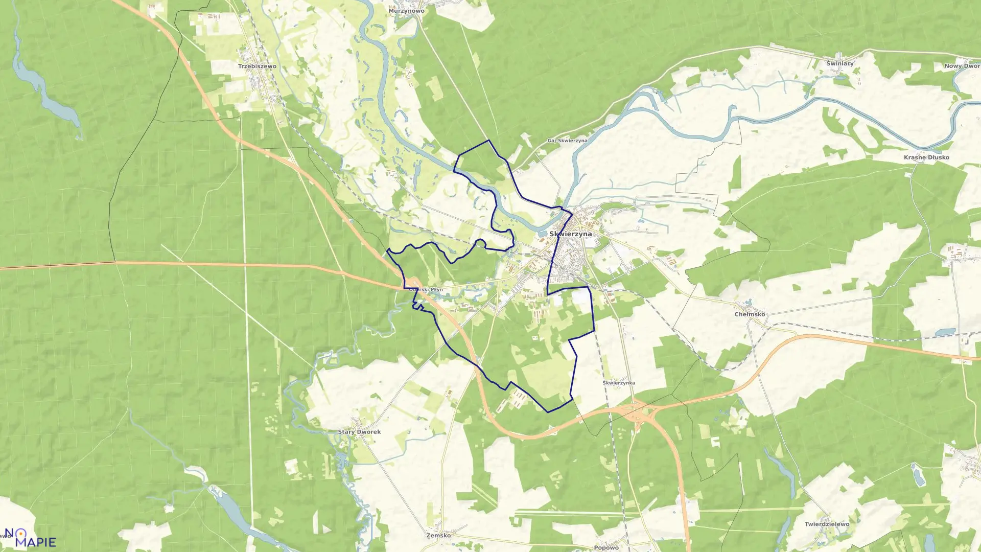 Mapa obrębu SKWIERZYNA - 2 w gminie Skwierzyna